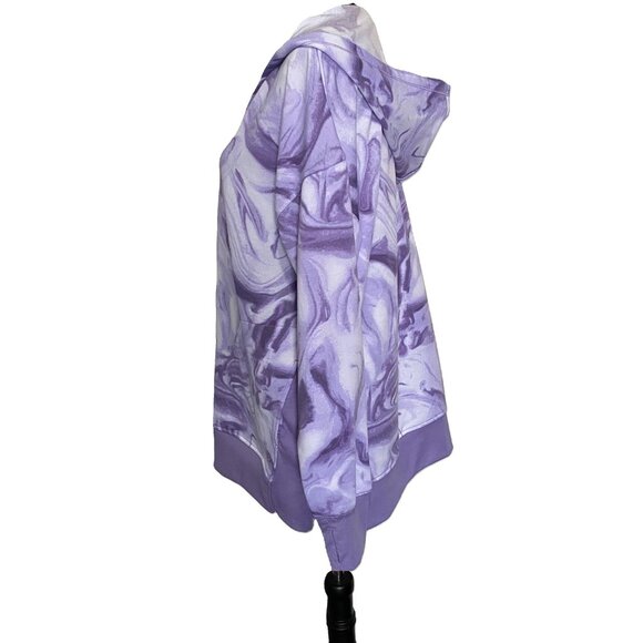 Cuddl Duds Women's Purple Marble Hoodie with rib trim - Picture 4 of 15